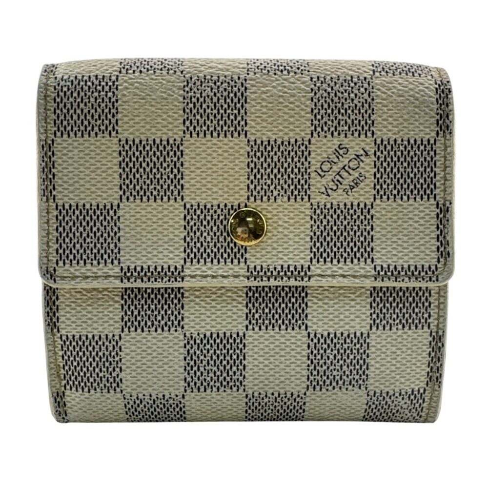 LOUIS VUITTON N61733 Portefeuille Elise Compact Wallet Damier Azur Bi-fold White